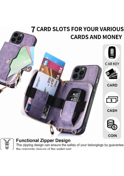 IPhone 14 Için Kılıf Pro Max Ayarlanabilir Kordon Fermuar Kapatma Premium Standı (Yurt Dışından)