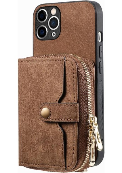 IPhone 11 Için Kılıf Pro 7 Kart Yuvaları Premium Deri Fermuar Kapatma Standı (Yurt Dışından)