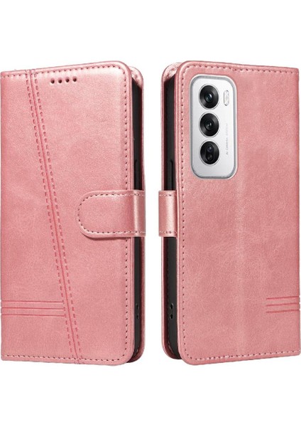 Oppo Filp 12 5g Için Filp Durumda Preslenmiş Pu Deri Cüzdan Telefon Kılıfı ile (Yurt Dışından)