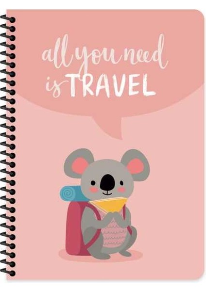 16,5X22,5 80 Yaprak Kareli Karton Kapak Spiralli Gezginler Defter