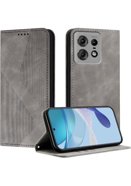 Motorola Moto Kenar 50 Pro Manyetik Cüzdan Kickstand Pu Deri Kılıf (Yurt Dışından)