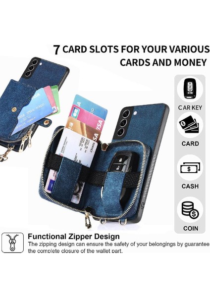 Samsung Galaxy S22 Artı Premium Deri Ayarlanabilir Kordon Fermuar (Yurt Dışından)