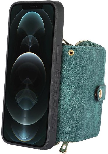 IPhone 12 Için Kılıf Pro Max Standı Premium Deri Ayarlanabilir Kordon 7 Kart (Yurt Dışından)