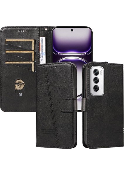 Oppo Filp 12 5g Için Filp Durumda Preslenmiş Pu Deri Cüzdan Telefon Kılıfı ile (Yurt Dışından)