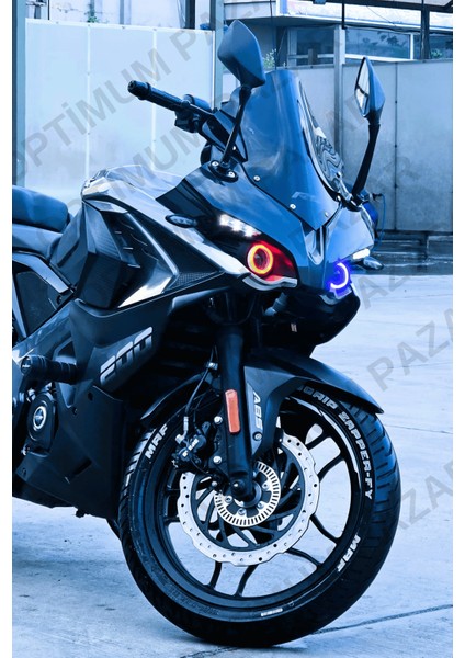 Optimum Pazar Bajaj Pulsar RS200 2015 -2024 Model Uyumlu Angel Neon LED Halka Tak Çalıştır KIRMIZI-MAVİ ÇİFT RENK