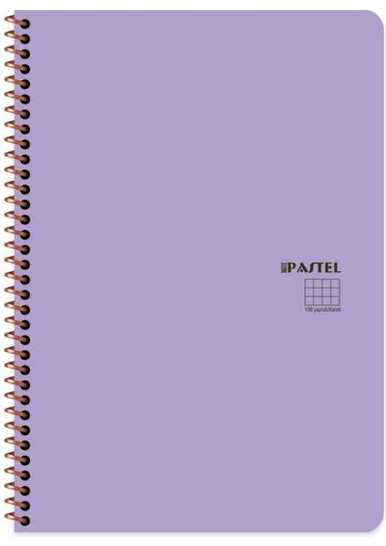 A4 100 Yaprak Çizgili Plastik Kapak Sipiralli Pastel Note Defteri