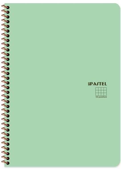 A4 100 Yaprak Çizgili Plastik Kapak Sipiralli Pastel Note Defteri