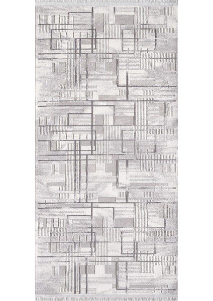 Samoa 02378C Krem Gri Çizgi Desenli Halı