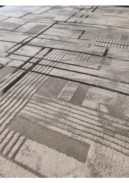 Samoa 02378C Krem Gri Çizgi Desenli Halı modelleri