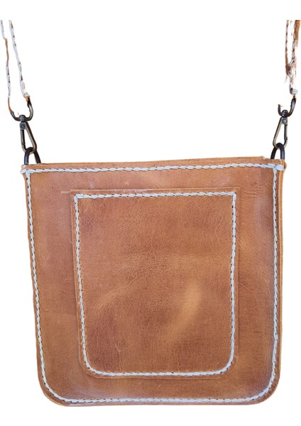 Artemis Model Hakiki Deri El Yapımı Taba Unisex Tek Körüklü Küçük Postacı Çantası Vintage Model