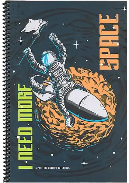 Space Sipiralli Karton Kapak Defter A4 80 Yaprak Çizgili
