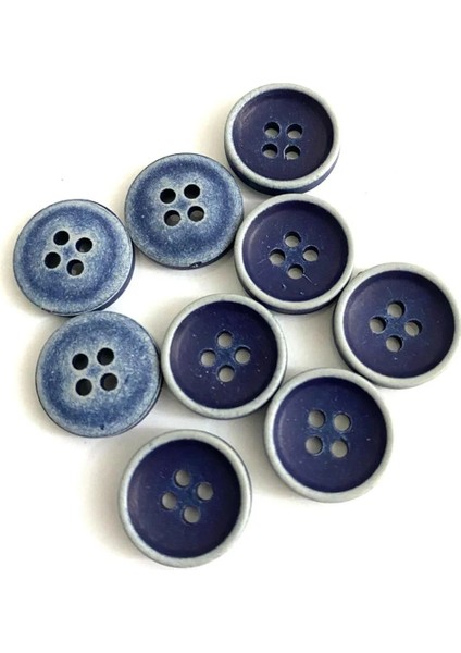 15 mm Lacivert-Beyaz Polyester Düğme(20 Adet) fiyatları