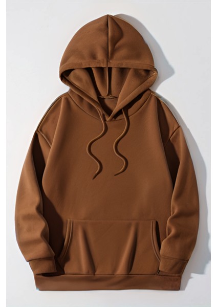Erkek Regular Kalıp Bol Kesim Kanguru Cep Kapşonlu Şardonlu Hoodie Okul Sweatshirt