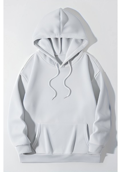 Erkek Regular Kalıp Bol Kesim Kanguru Cep Kapşonlu Şardonlu Hoodie Okul Sweatshirt