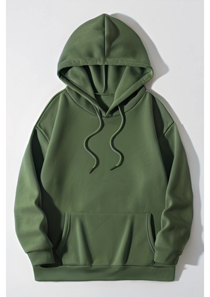 Erkek Regular Kalıp Bol Kesim Kanguru Cep Kapşonlu Şardonlu Hoodie Okul Sweatshirt