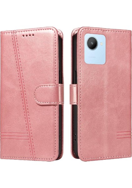 Kredi Kartı Yuvası ile Realme C30 4g Için Filp Durumda Ayrılabilir Siyah Preslenmiş (Yurt Dışından)