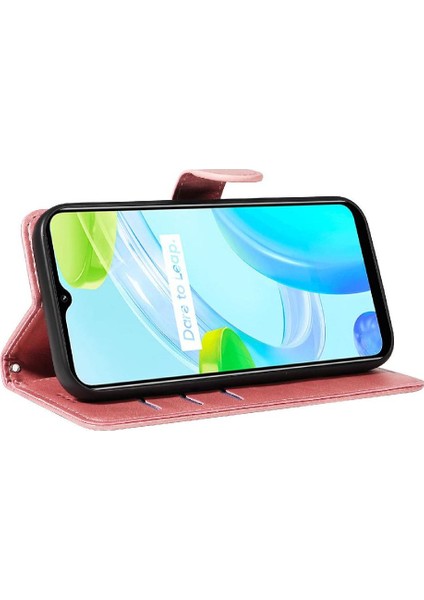 Kredi Kartı Yuvası ile Realme C30 4g Için Filp Durumda Ayrılabilir Siyah Preslenmiş (Yurt Dışından) modelleri