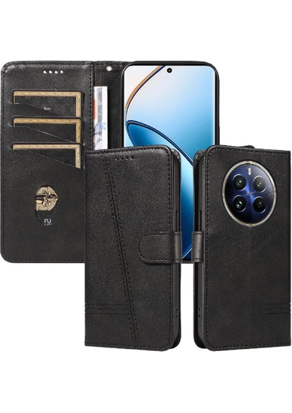 Realme 12 Pro Artı Preslenmiş Pu Deri Cüzdan Telefon Kılıfı Için Filp Durumda (Yurt Dışından)