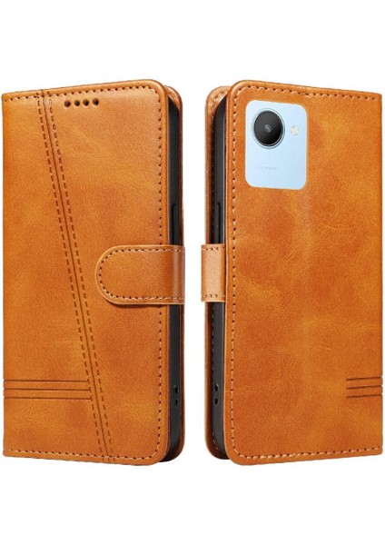 Kredi Kartı Yuvası ile Realme C30 4g Için Filp Durumda Ayrılabilir Siyah Preslenmiş (Yurt Dışından)