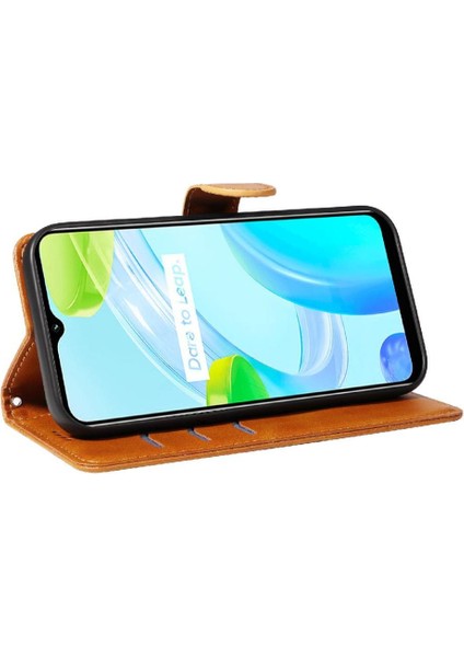 Kredi Kartı Yuvası ile Realme C30 4g Için Filp Durumda Ayrılabilir Siyah Preslenmiş (Yurt Dışından) indirimleri