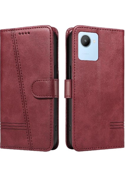 Kredi Kartı Yuvası ile Realme C30 4g Için Filp Durumda Ayrılabilir Siyah Preslenmiş (Yurt Dışından)