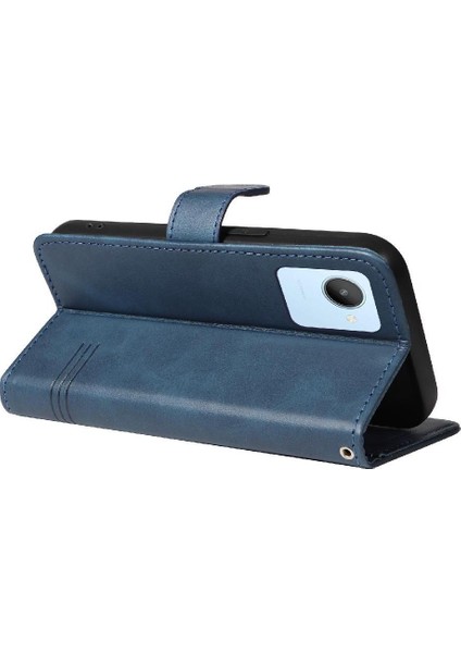 Kredi Kartı Yuvası ile Realme C30 4g Için Filp Durumda Ayrılabilir Siyah Preslenmiş (Yurt Dışından) modelleri