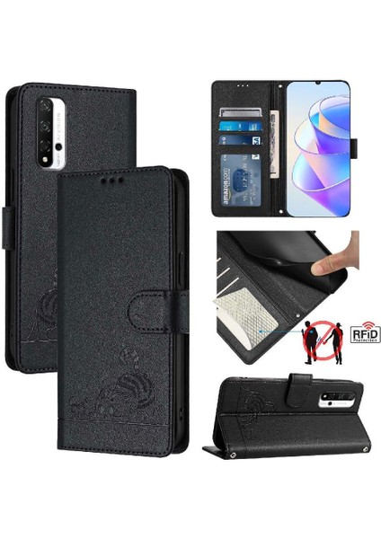Onur Için Kılıf 20/20 Pro Kedi Rfıd Kart Yuvası Tutucu Kickstand Cüzdan Flip (Yurt Dışından)