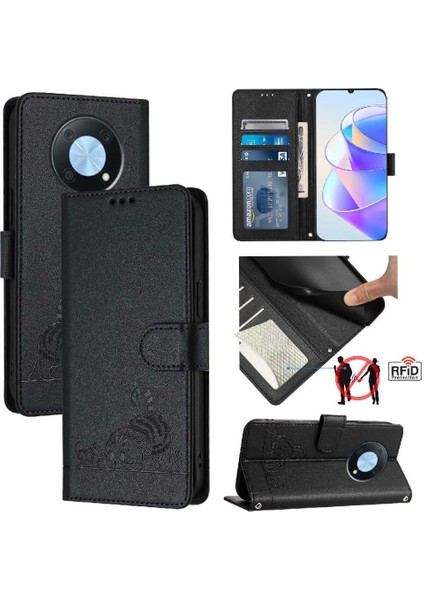 Huawei Zevk Için Kılıf 50 Pro 4g Kart Yuvası Tutucu Kickstand Cüzdan Flip Kedi (Yurt Dışından)