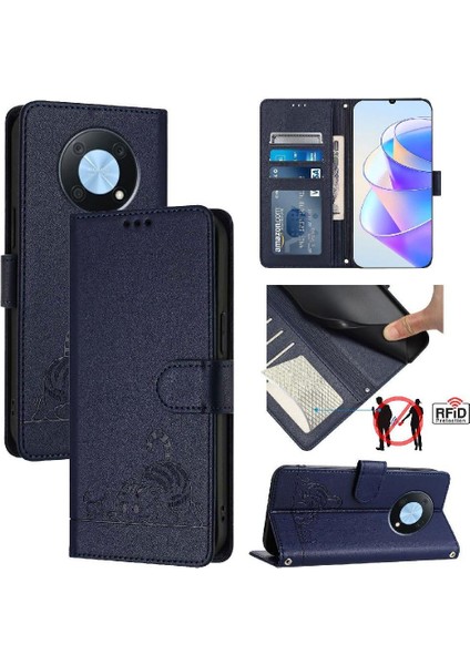 Huawei Zevk Için Kılıf 50 Pro 4g Kart Yuvası Tutucu Kickstand Cüzdan Flip Kedi (Yurt Dışından)