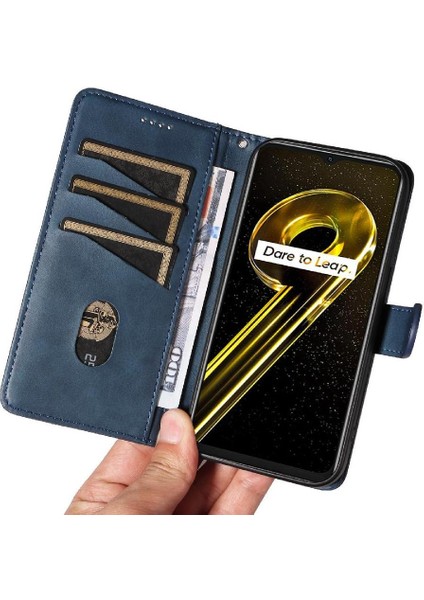 Realme 9i 5g Için Filp Durumda Kredi Kartı Yuvası Cüzdan ile Pu Deri Preslenmiş (Yurt Dışından) modelleri