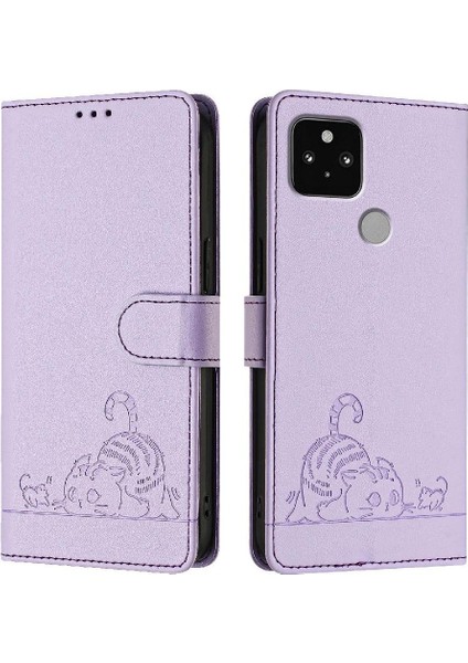 Google Piksel 5 Kart Yuvası Tutucu Için Kılıf Kickstand Kedi Rfıd Cüzdan Flip (Yurt Dışından)