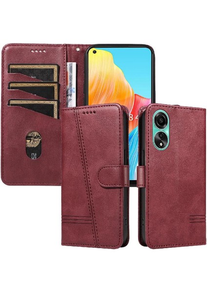 Oppo A78 4g Için Filp Durumda Ayrılabilir Siyah Bilezik Preslenmiş Pu Deri (Yurt Dışından)