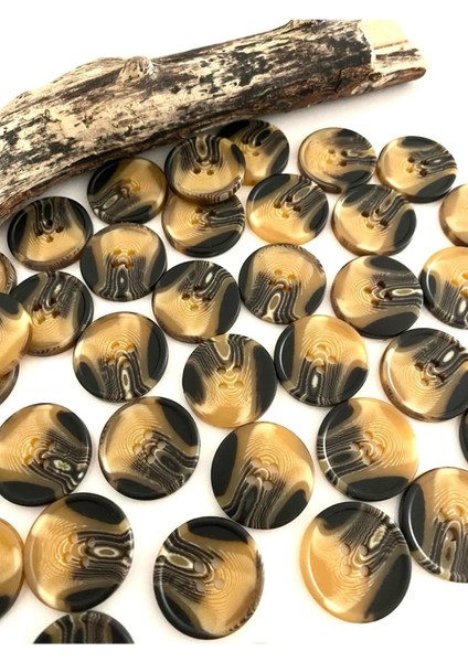 25 mm Kaban ve Trençkot Düğmesi Mat Kahverengi-Bej (8 Adet)