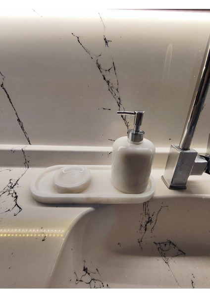 3 Lü Mermer Banyo Seti Mermer Sabunluk fırsatları