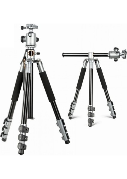 HT-T03 Çok Fonksiyonlu 360 Crossbar Tripod Profesyonel Yatak Dikey Panaromik Başlı Tripod Makro Hassas 160 cm