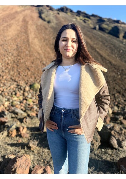 Içi Suni Kürklü Suni Süet Crop Biker Ceket fırsatları
