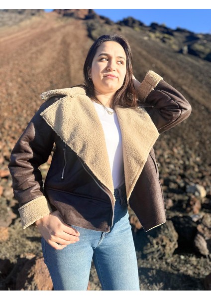 Içi Suni Kürklü Suni Süet Crop Biker Ceket indirimleri