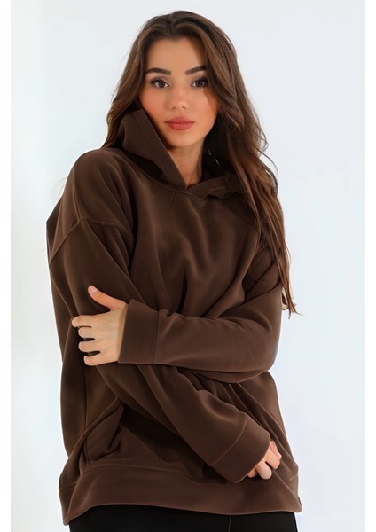 Kız Basic Mevsimlik Bol Kesim Kanguru Cepli Kapşonlu Salaş Hoodie Okul Sweatshirt modelleri