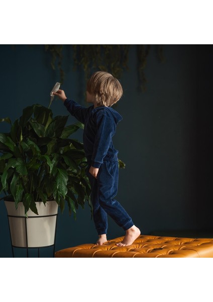 Lacivert Kadife Kapişonlu Eşofman Takımı indirimleri