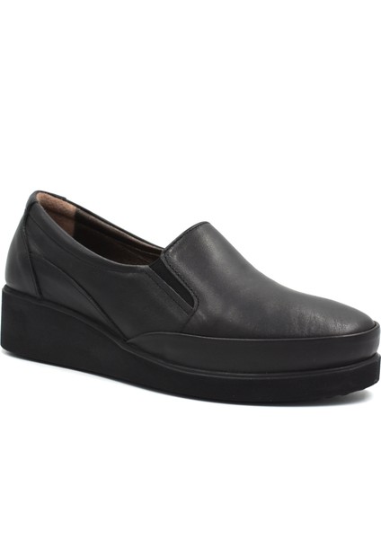 (Gnd) Deri Poli Hafif Taban Comfort Günlük Kadın Ayakkabı Siyah