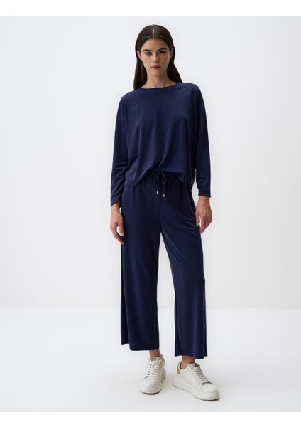 Lacivert Bol Paça Rahat Jogger Pantolon