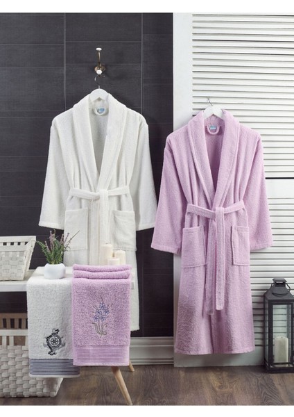Unisex Havlulu Bornoz 4lü Set