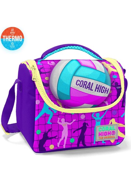 Kids Pembe Mor Voleybol Desenli Thermo Beslenme Çantası 11761