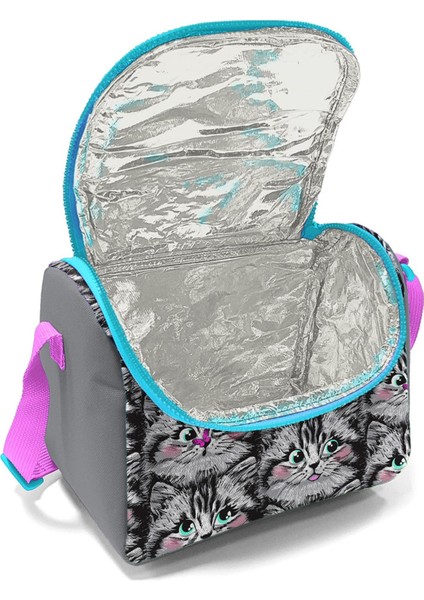 Kids Gri Kedi Desenli Thermo Beslenme Çantası 11778 modelleri