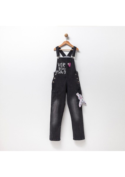 Overdo Kalp Nakışlı Kız Çocuk Salopet modelleri