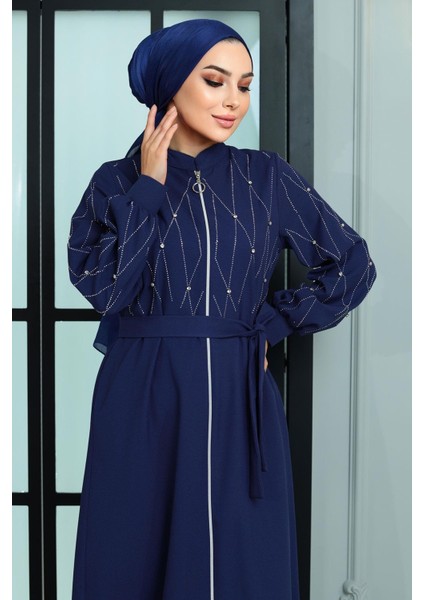 Taş Detaylı Ferace Indigo 19161 fiyatları