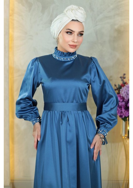 Incili Saten Abiye Indigo 19121 fiyatları