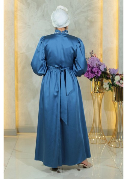 Incili Saten Abiye Indigo 19121 fırsatları