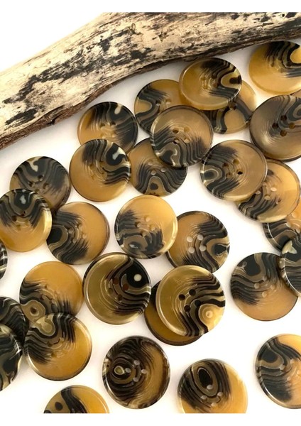 25 mm Kaban ve Trençkot Düğmesi Parlak Kahverengi-Bej(8 Adet)