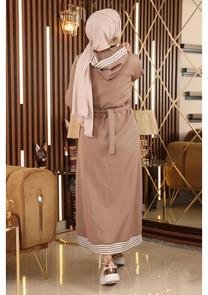 Fermuarlı Kapşonlu Ferace Vizon 19126 indirimleri